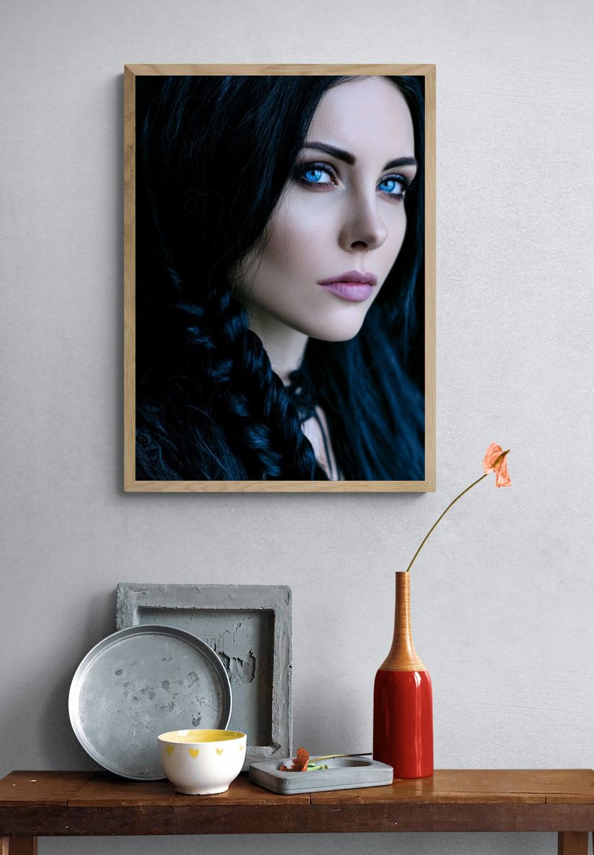 Blue-Eyed Portrait Photography Poster. — room view 3