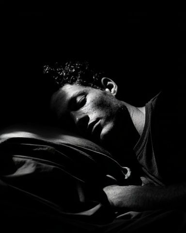 Sleeping Portrait Black-White Poster. poster detail