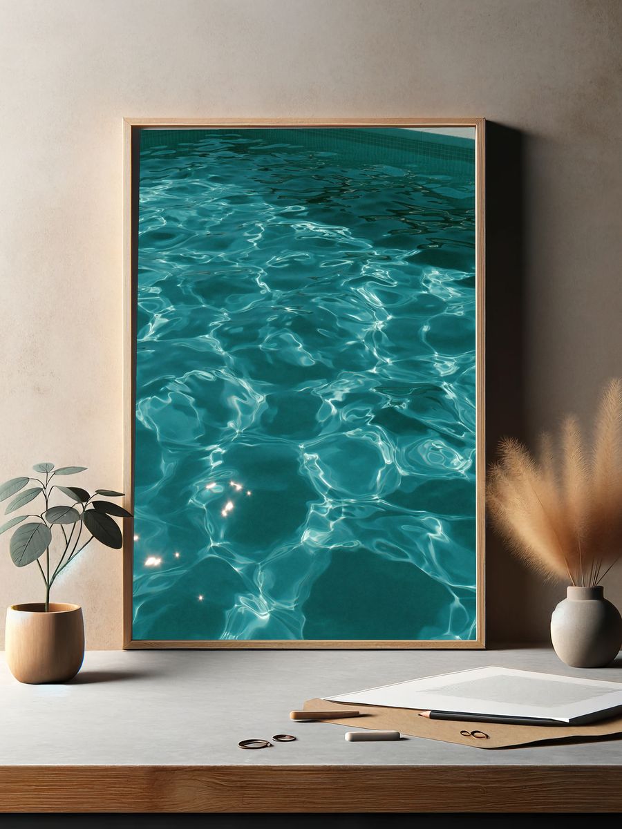 Turquoise Pool Water Photography Poster. — room view 2