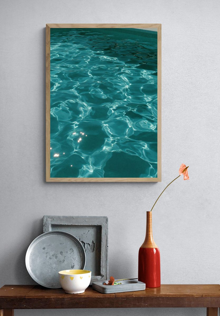 Turquoise Pool Water Photography Poster. — room view 3