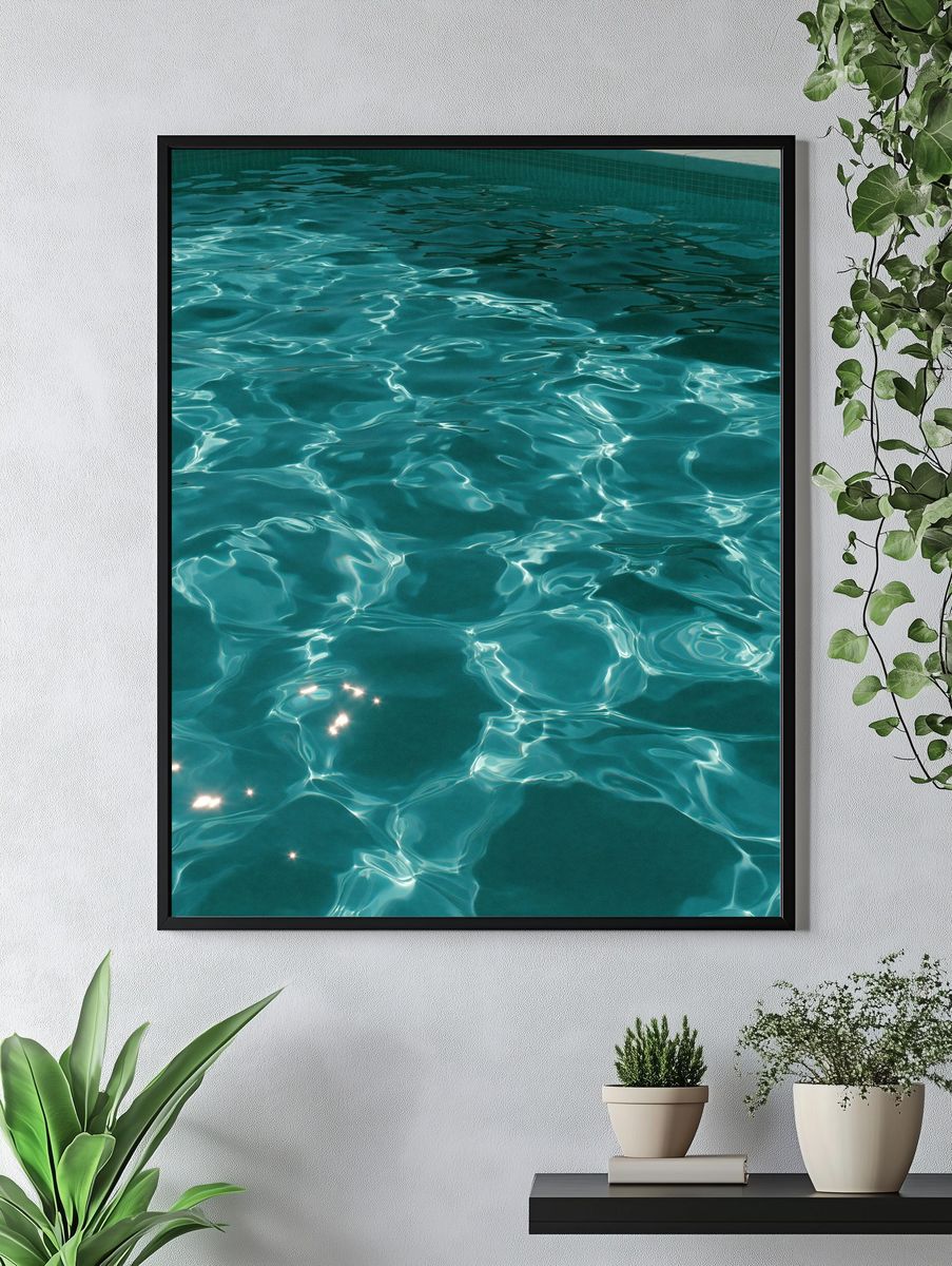 Turquoise Pool Water Photography Poster. — room view 4