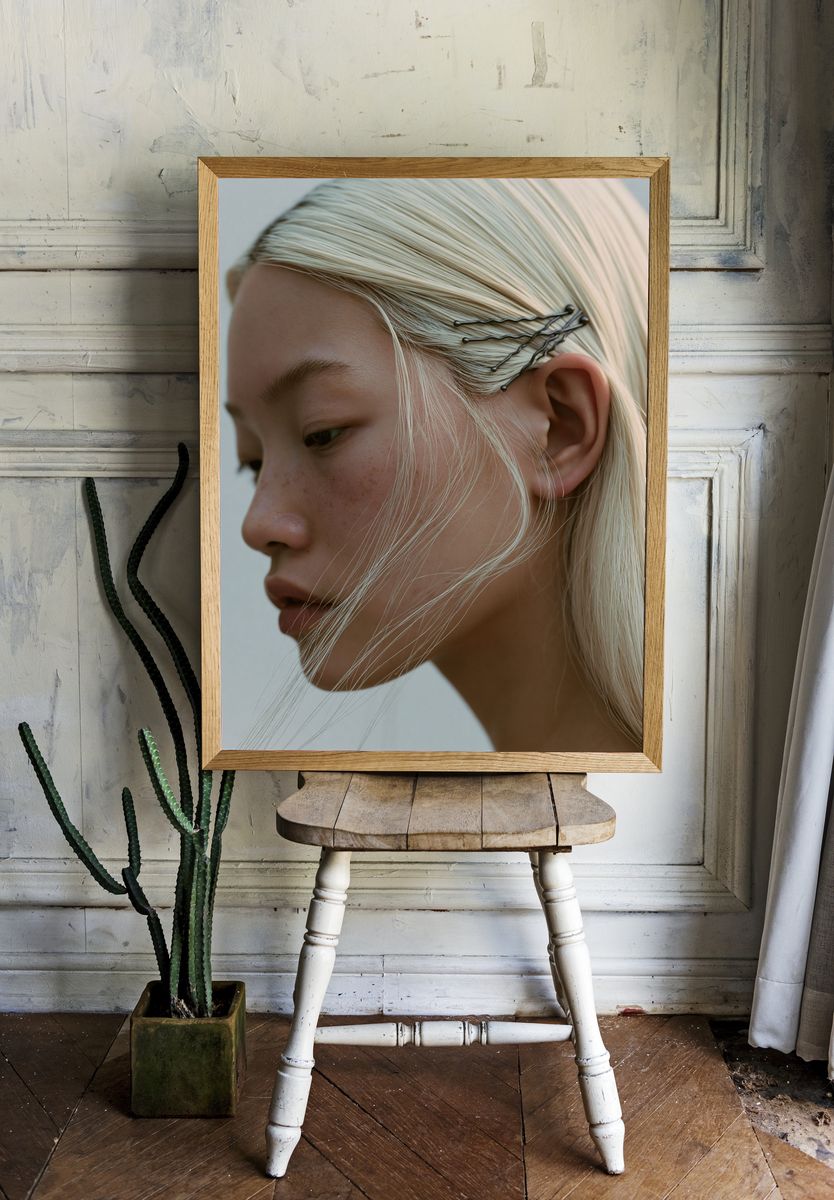 Platinum Profile Portrait Print. room preview