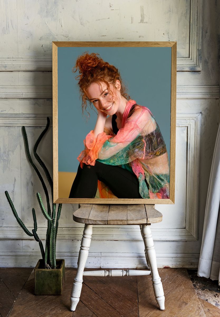 Smiling Red-Haired Portrait Photography Poster. room preview