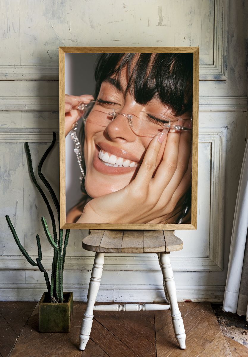 Smiling Woman Portrait Photography Poster. — room view 1