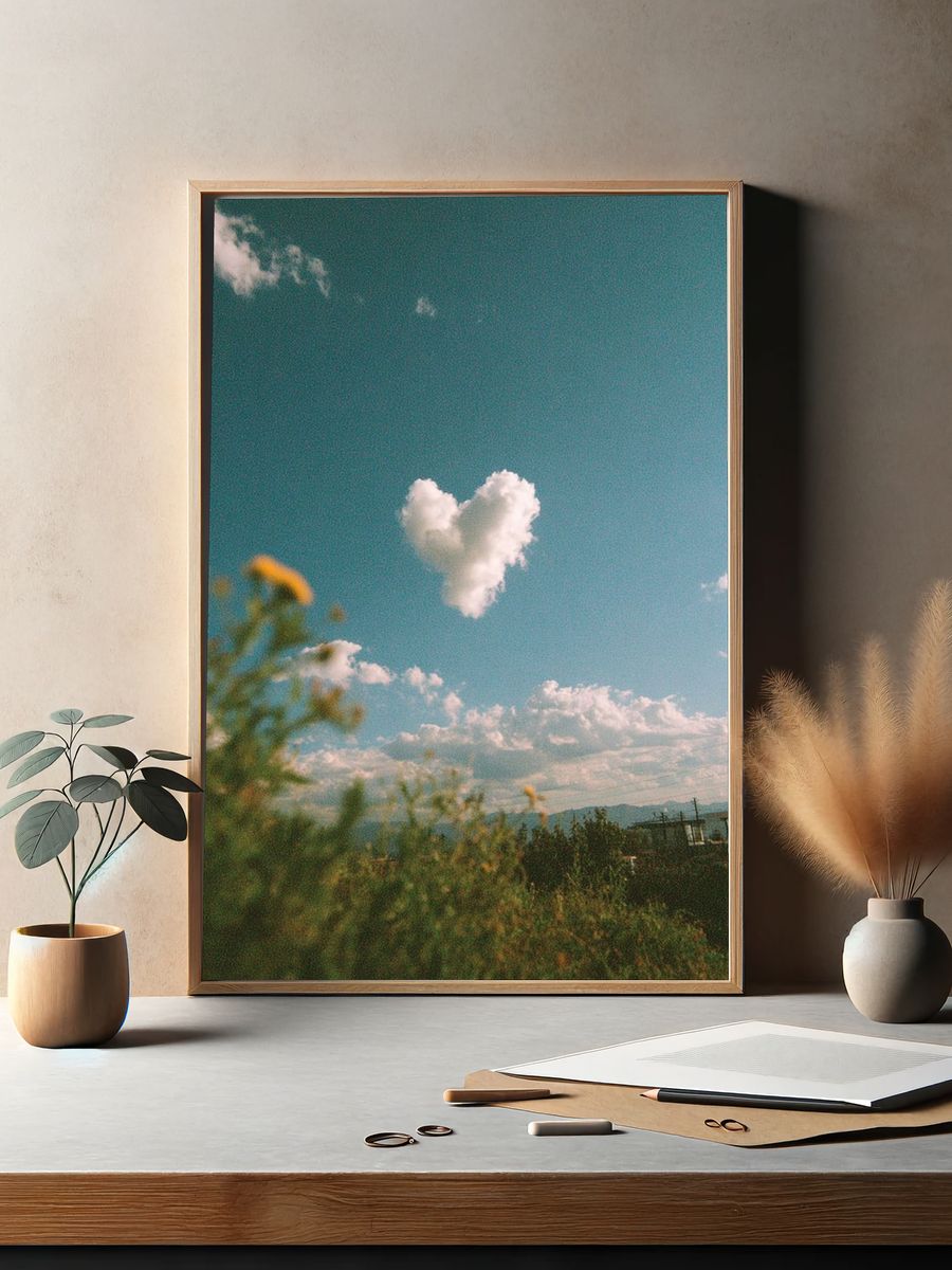 Heart Cloud Sky Photography Poster. — room view 2