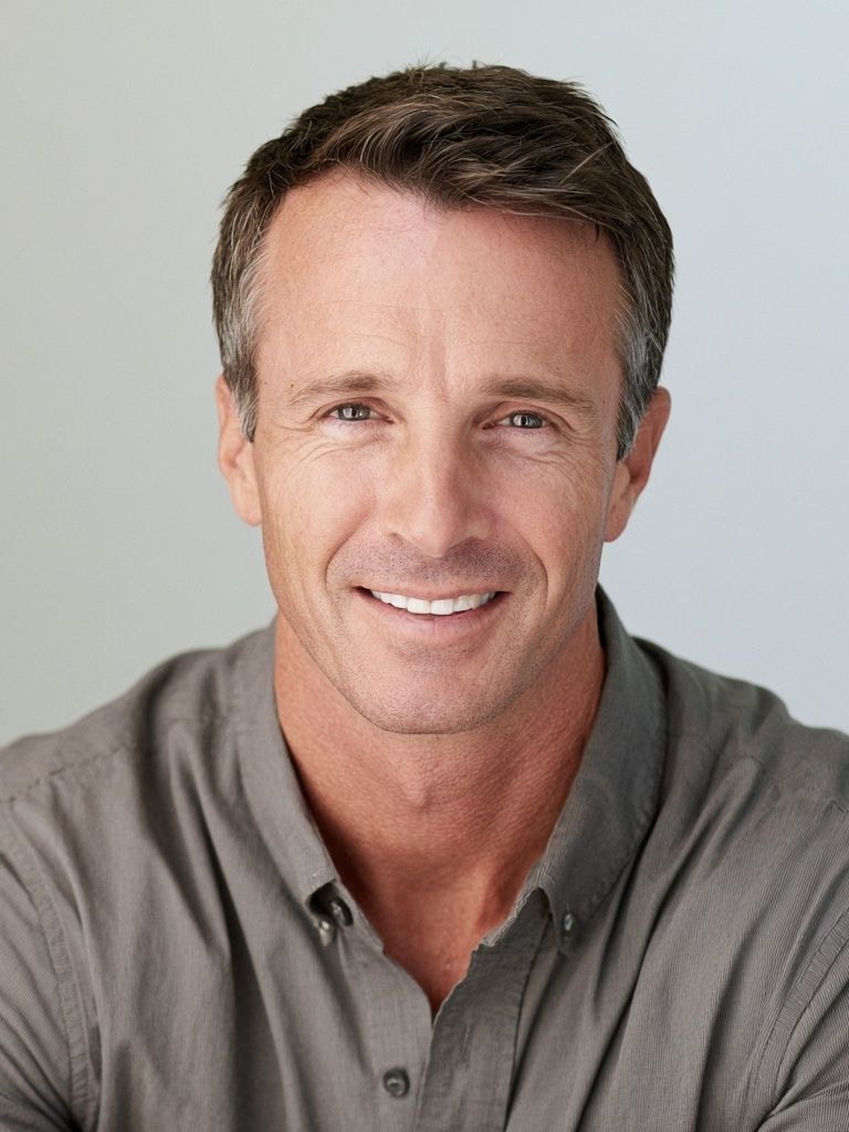 Smiling Man Portrait Photography Poster. poster detail