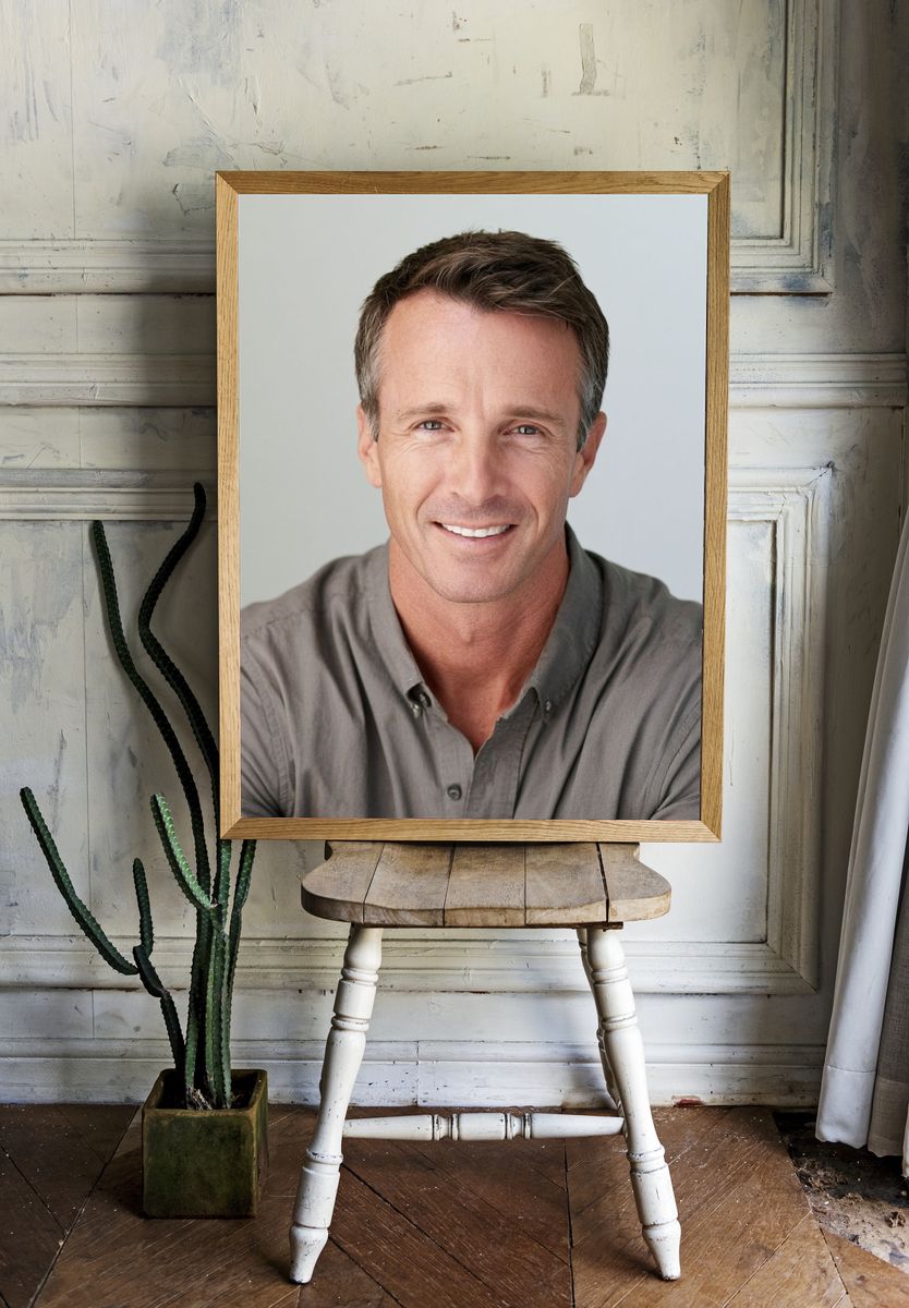 Smiling Man Portrait Photography Poster. room preview