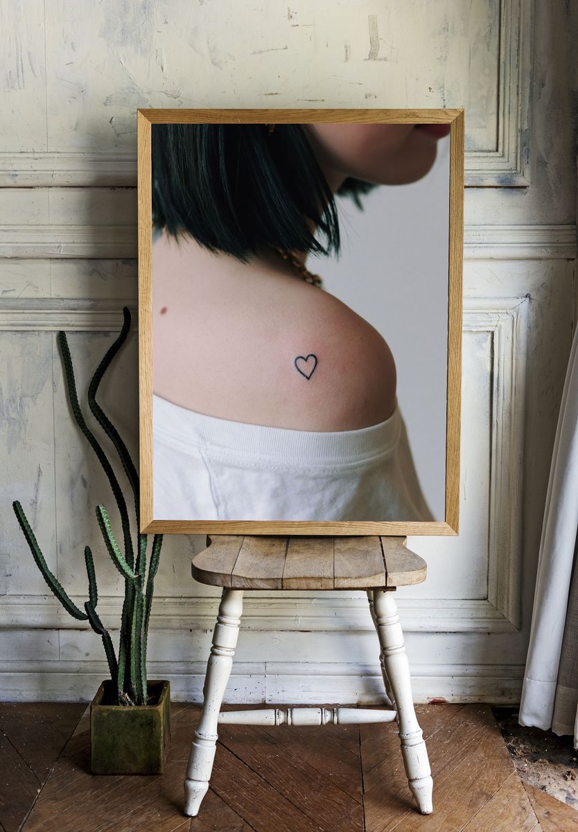 Minimal Heart Tattoo Photography Poster. — room view 1