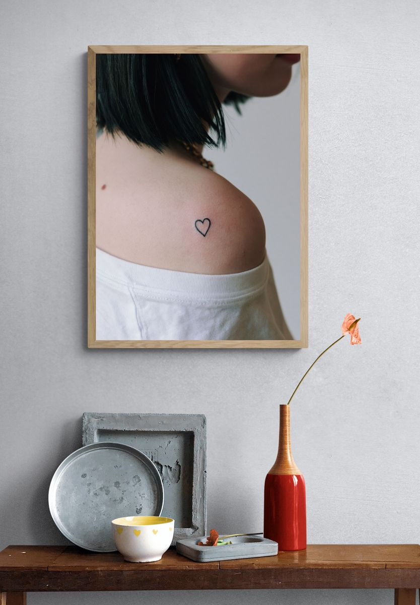 Minimal Heart Tattoo Photography Poster. — room view 3