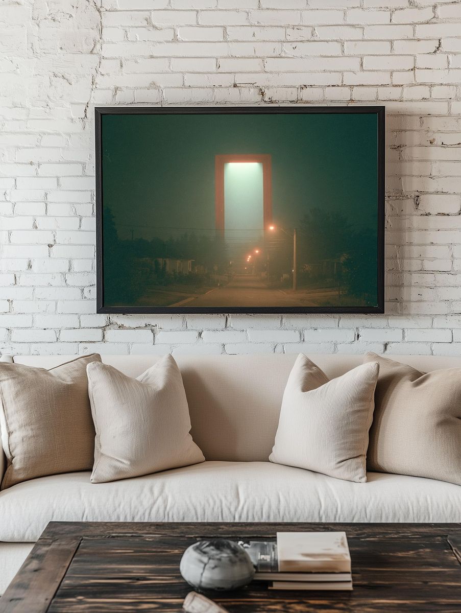 Misty Street Portal Photography Poster. — room view 1