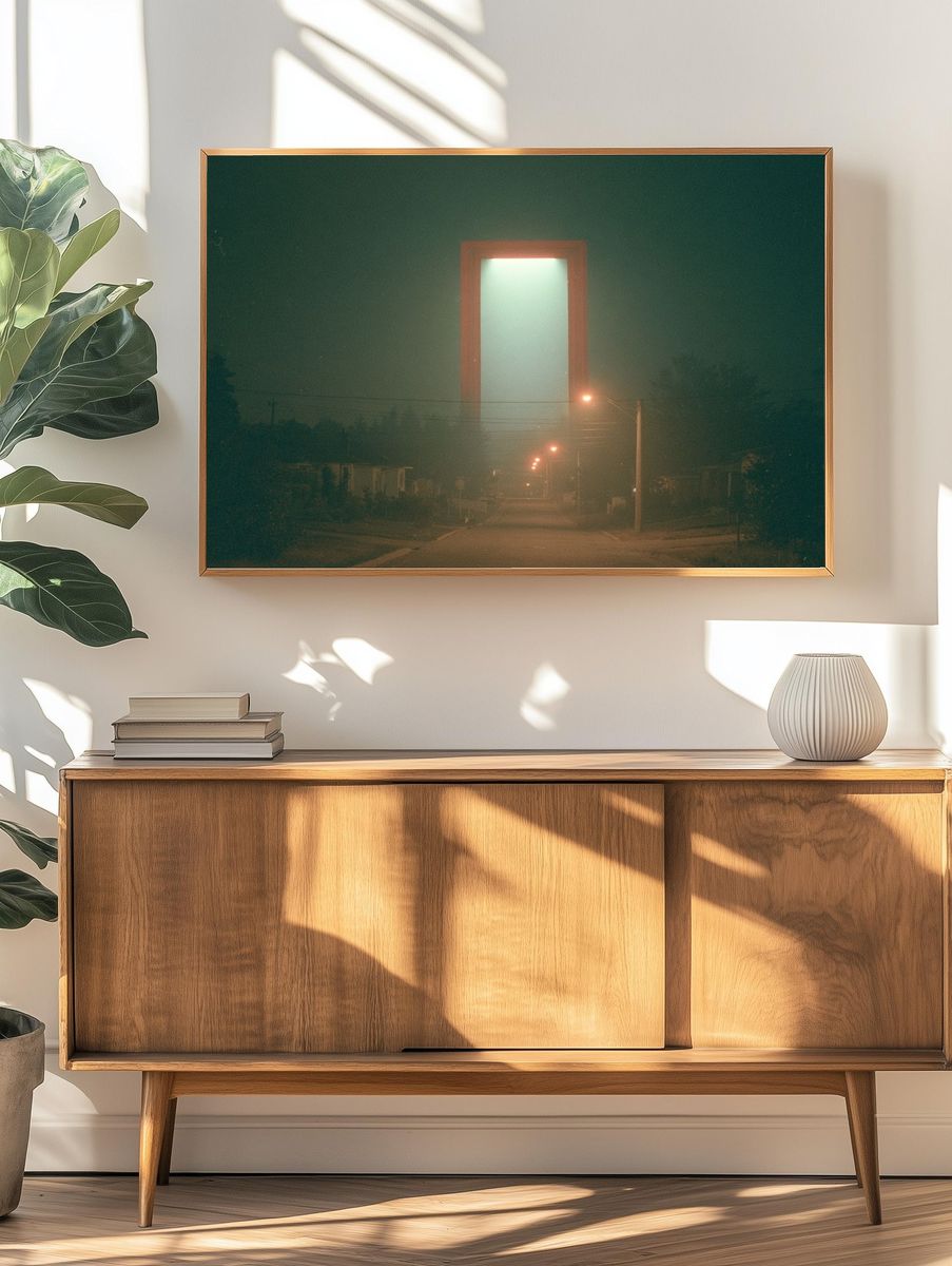 Misty Street Portal Photography Poster. — room view 3