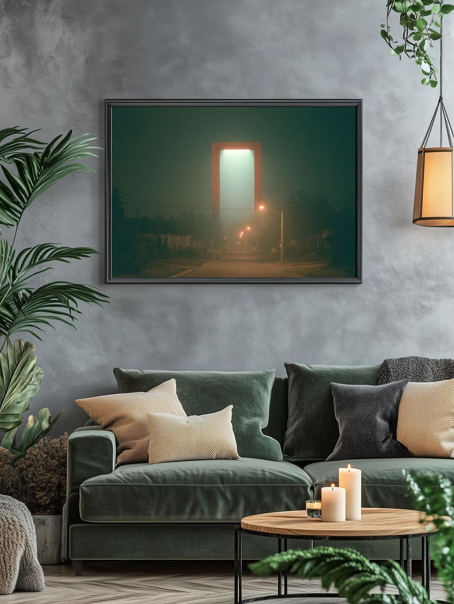 Misty Street Portal Photography Poster. — room view 4