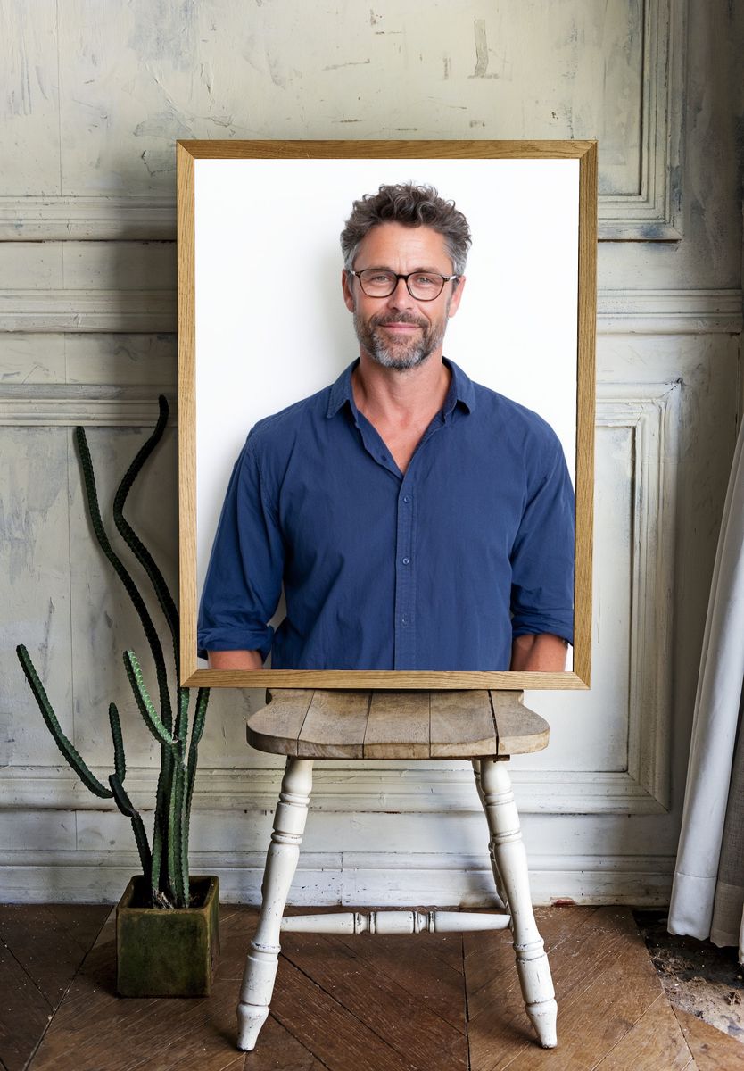Smiling Man Portrait Photography Poster. — room view 1