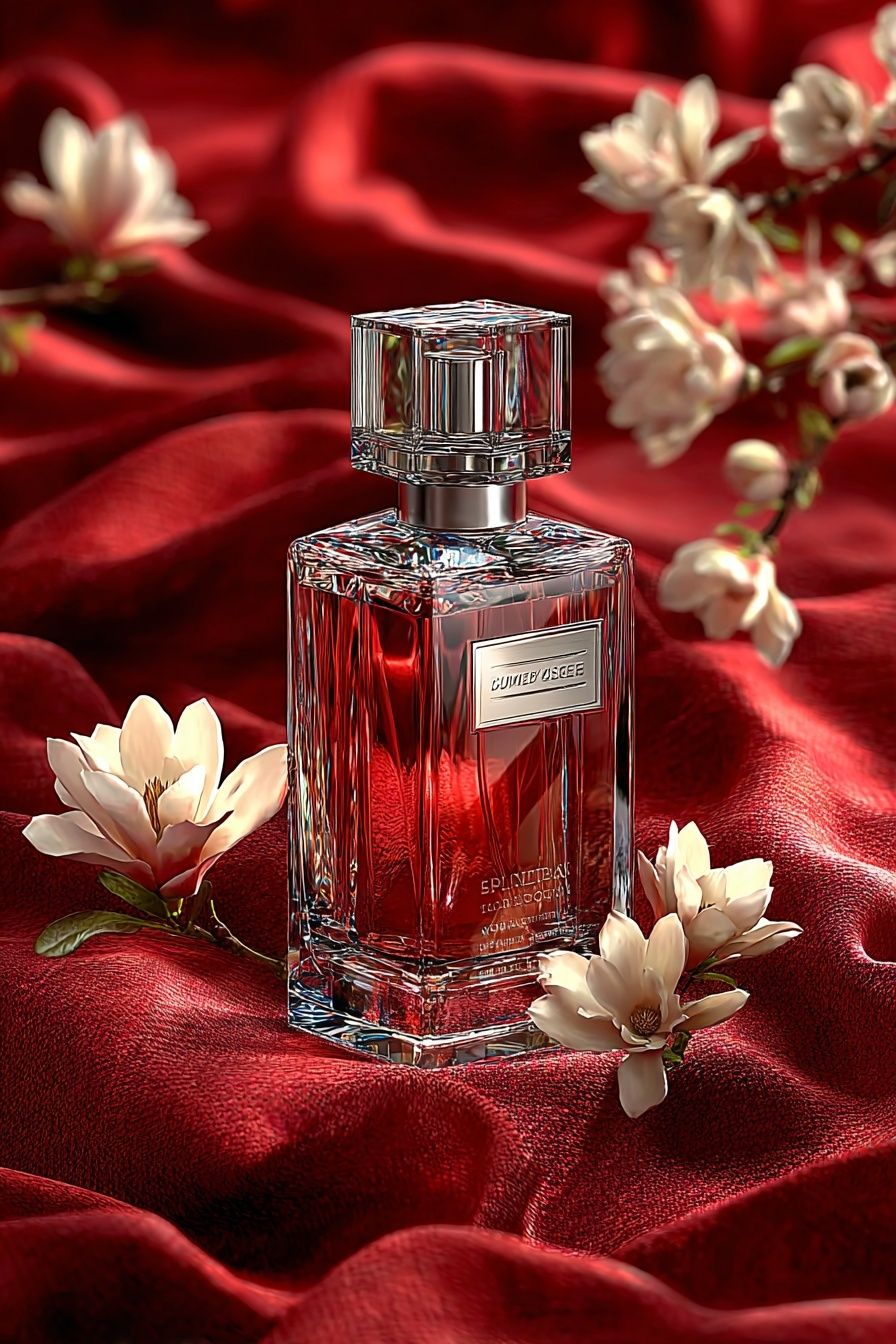 Red Perfume Bottle Photography Poster. poster detail