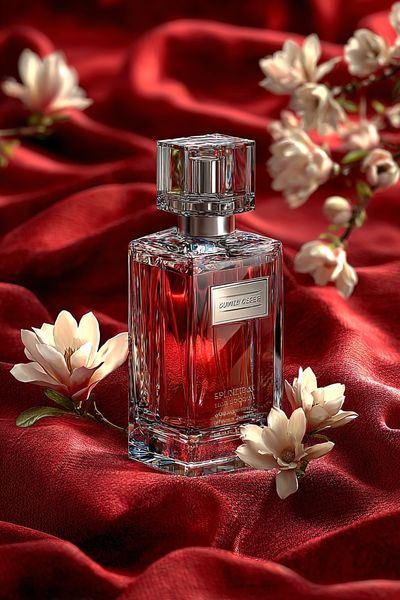 Red Perfume Bottle Photography Poster. poster