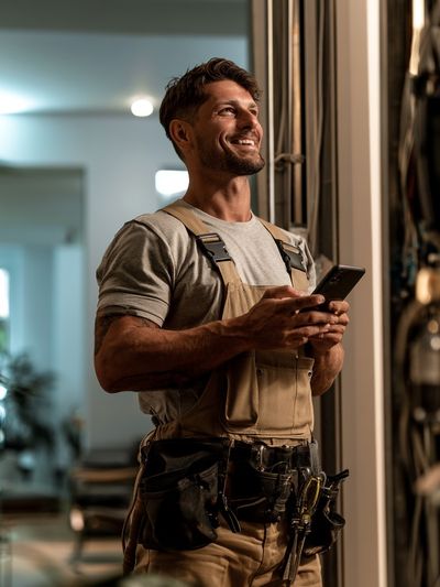 Smiling Tradesman Photography Poster. poster