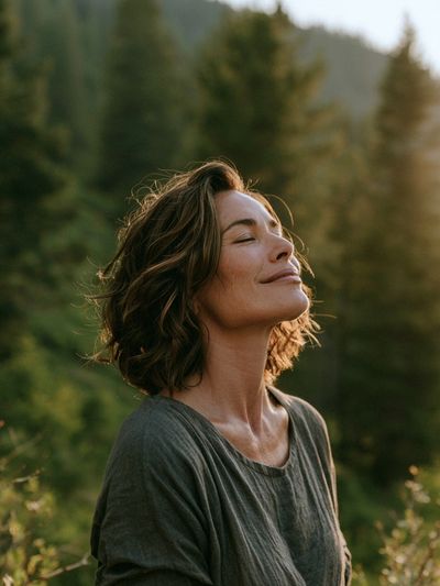 Serene Woman in Forest Photography Poster. poster