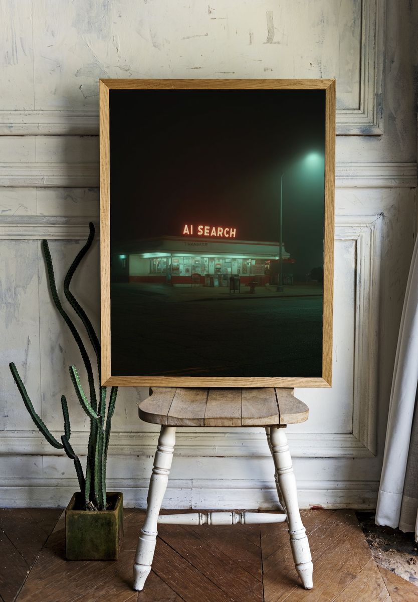 AI Search Neon Diner Poster. — room view 1