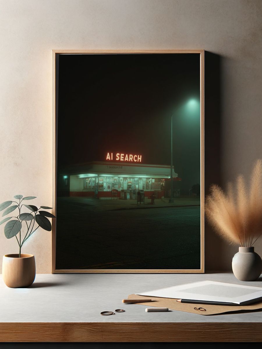 AI Search Neon Diner Poster. — room view 2