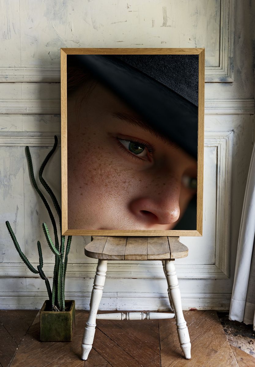 Moody Portrait Close-Up Poster. — room view 1