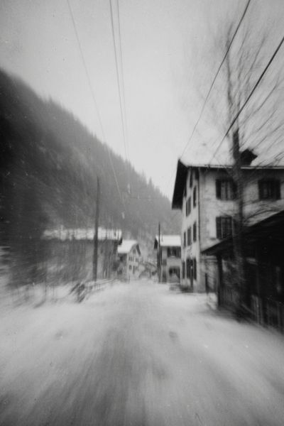 Snowy Village Street Photography Poster. poster print