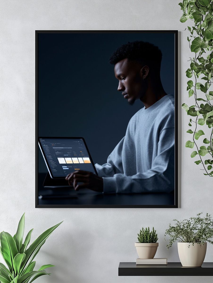 Focused Developer Portrait Photography Poster. — room view 4