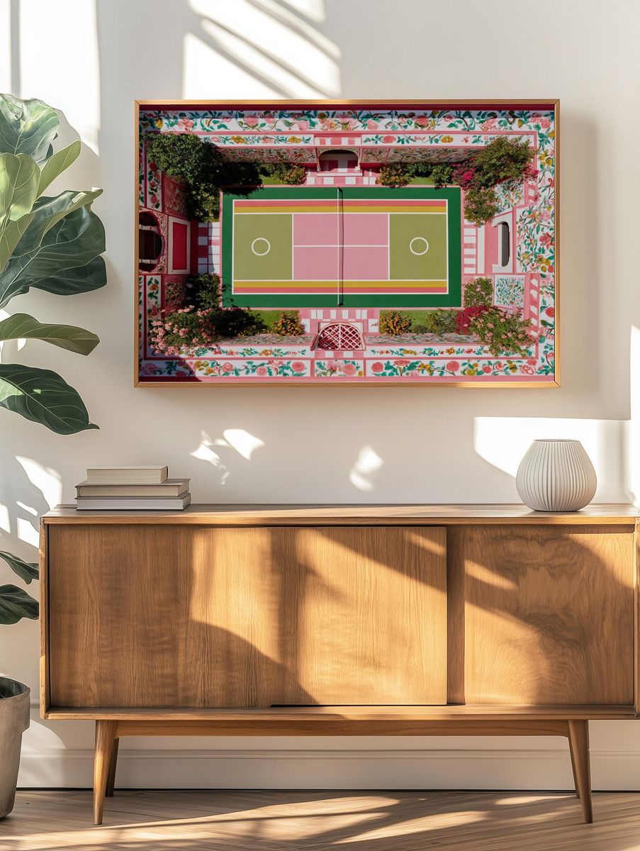 Floral Tennis Court Photography Poster. — room view 3