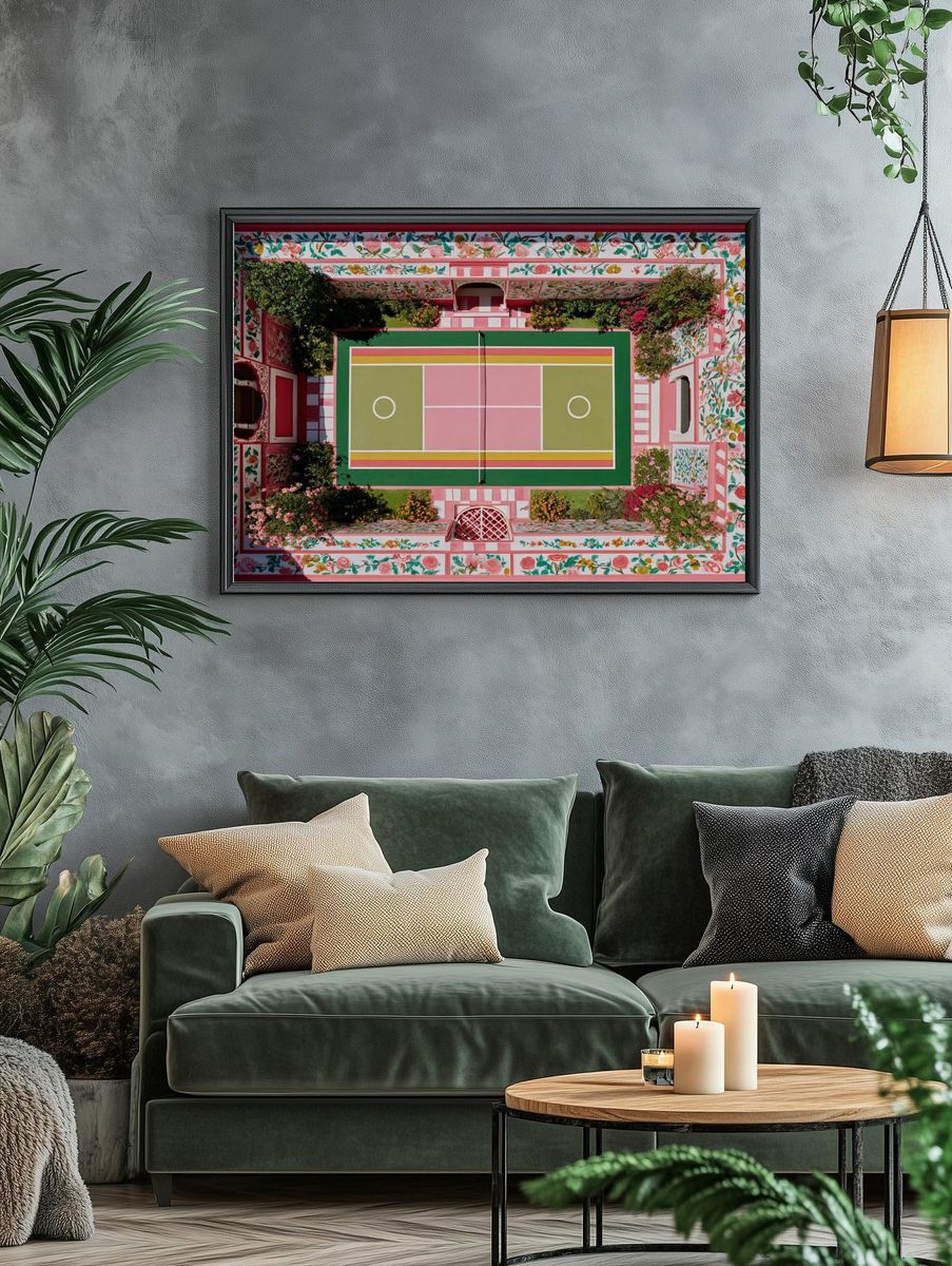 Floral Tennis Court Photography Poster. — room view 4