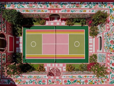 Floral Tennis Court Photography Poster. poster