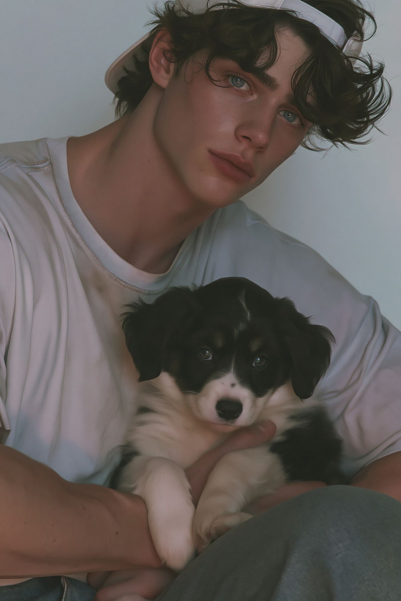 Portrait with Puppy Photography Poster. poster — photography art