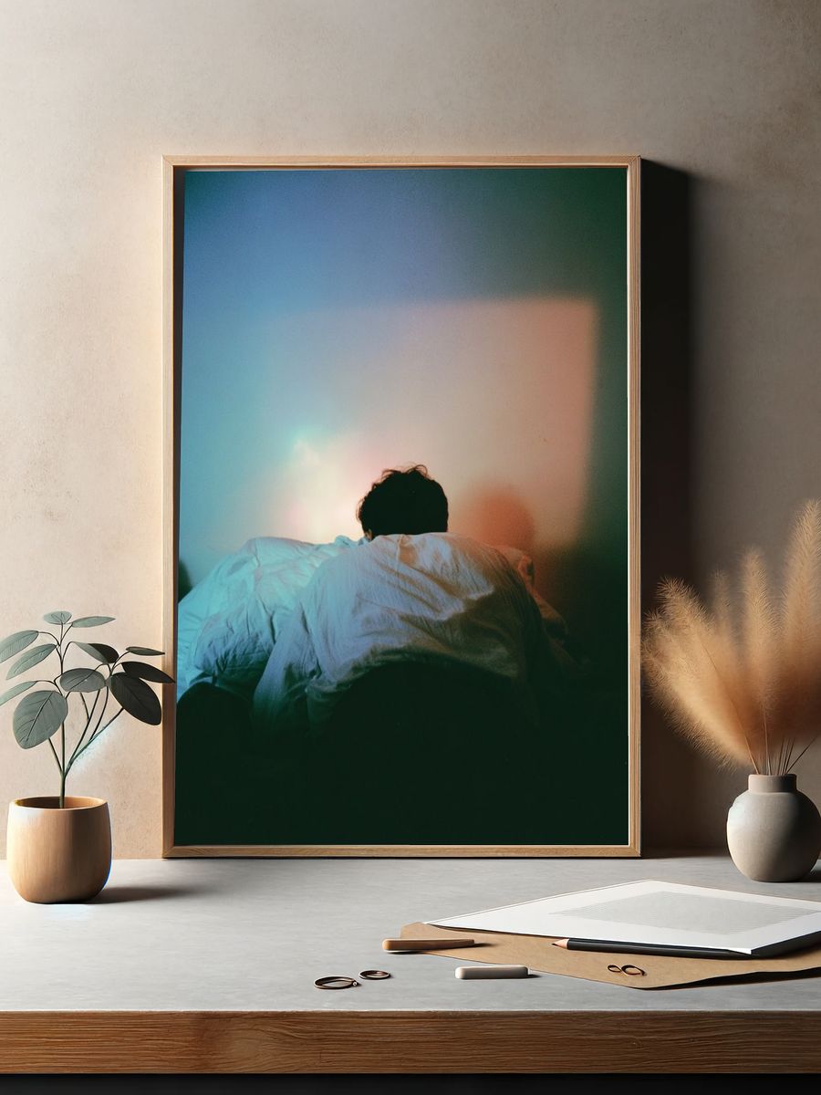 Quiet Bedroom Scene Photography Poster. — room view 2
