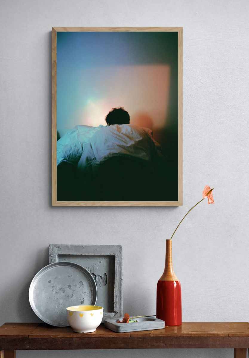 Quiet Bedroom Scene Photography Poster. — room view 3