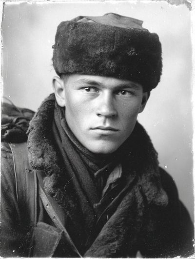 Black and White Soldier Portrait Poster. poster