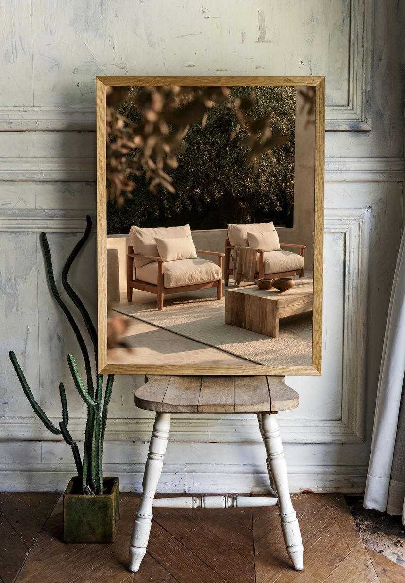 Sunlit Patio Lounge Photography Poster. room preview
