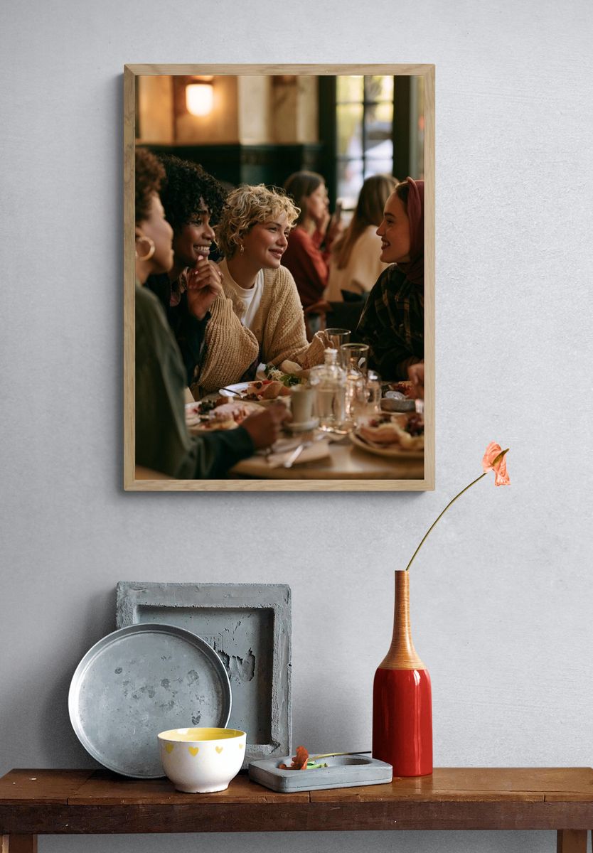 Friends at Dinner Photography Poster. — room view 3