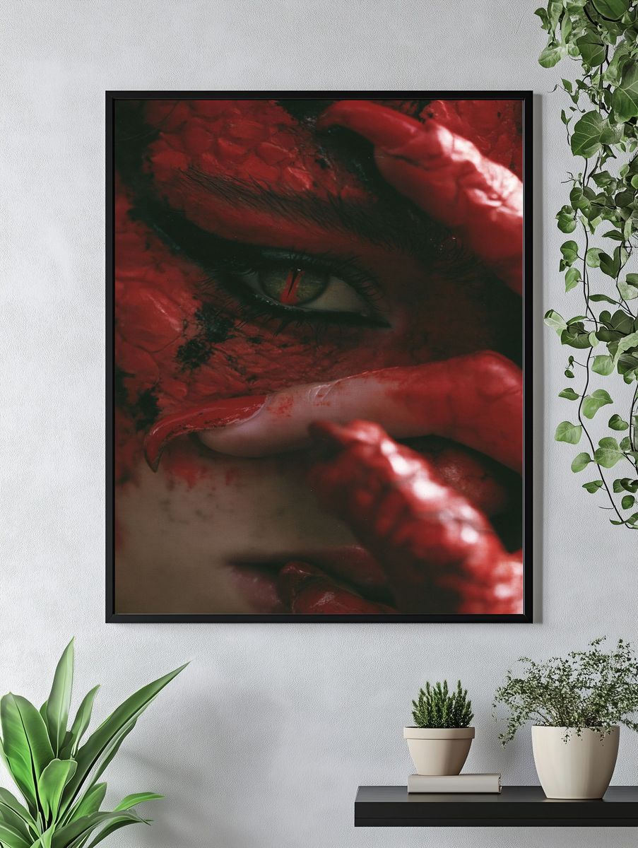 Crimson Eye Close-Up Print. — room view 4