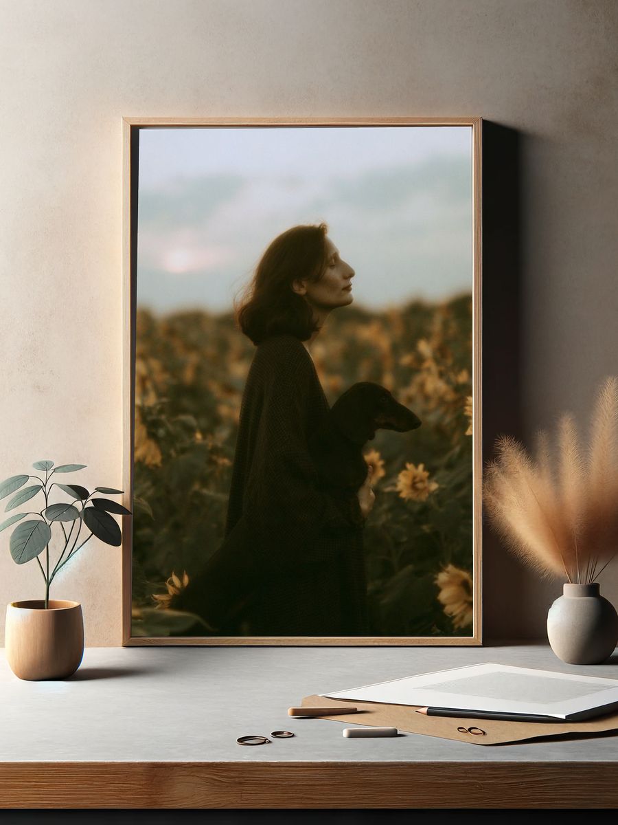 Sunflower Field Portrait Photography Poster. — room view 2