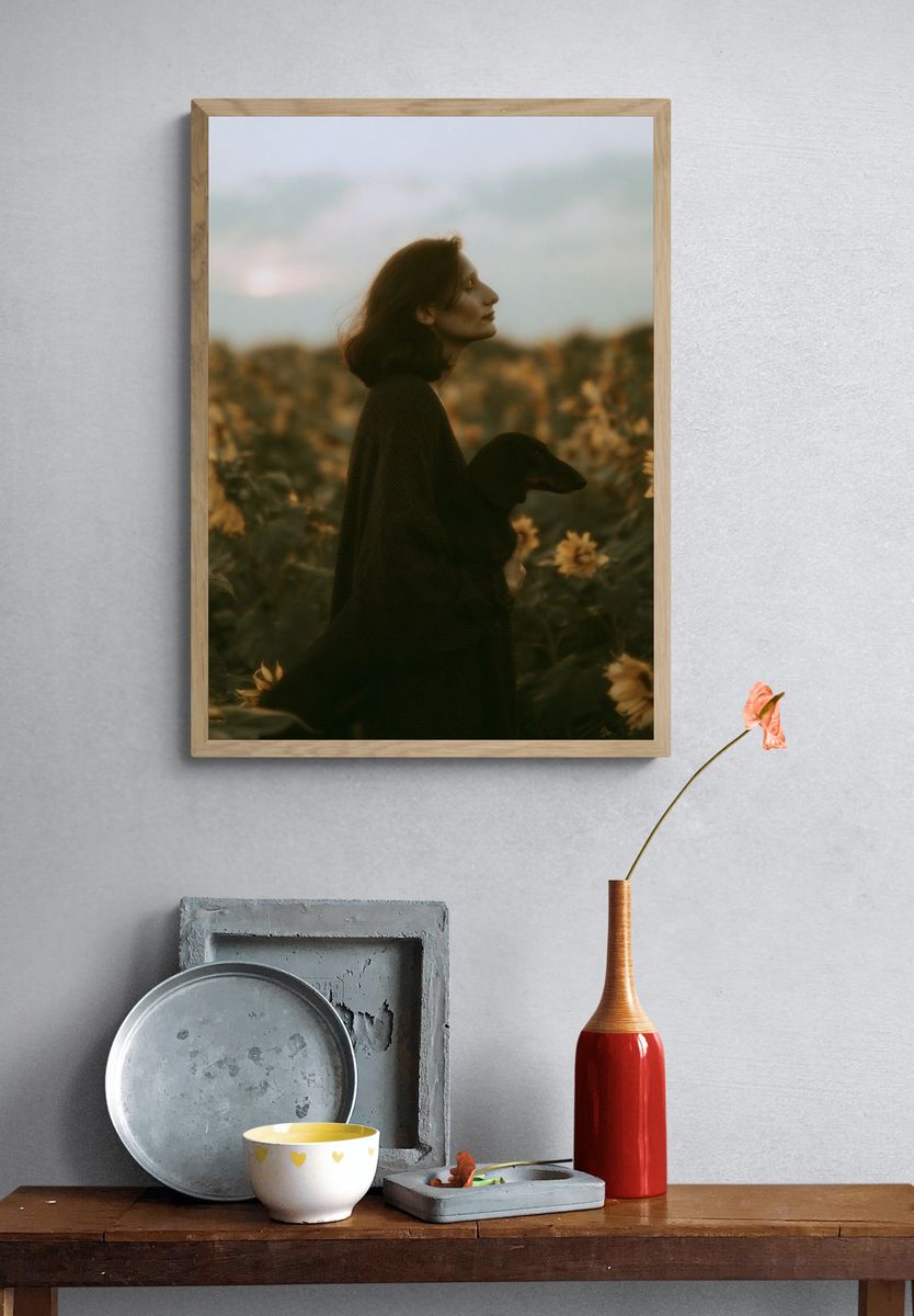 Sunflower Field Portrait Photography Poster. — room view 3