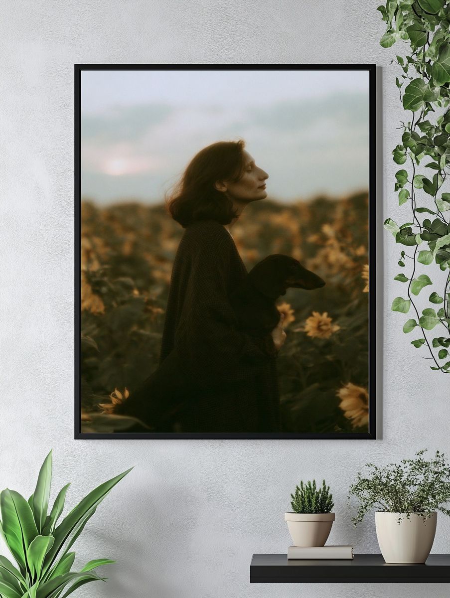 Sunflower Field Portrait Photography Poster. — room view 4