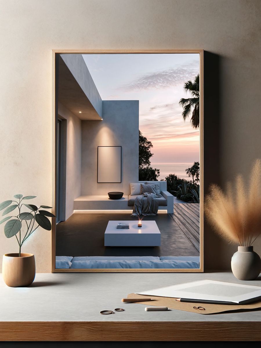 Seaside Minimalist Terrace Poster. — room view 2