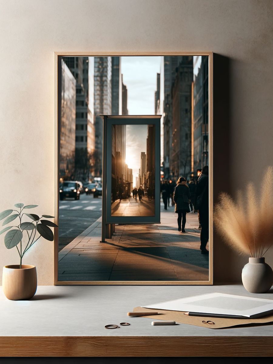 Sunlit City Street Photography Poster. — room view 2