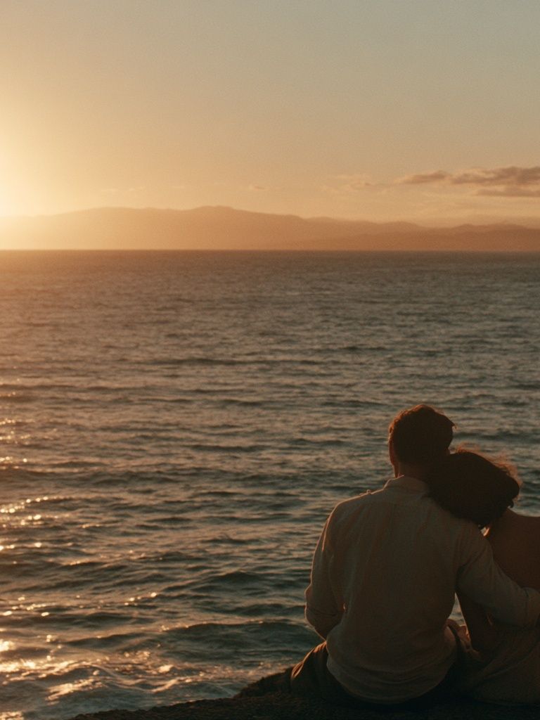 Sunset Couple by the Sea Photography Poster. poster — photography art