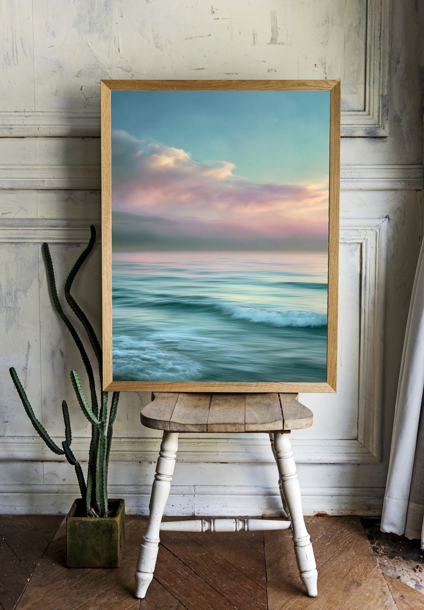Pastel Ocean Sunrise Photography Poster. — room view 1