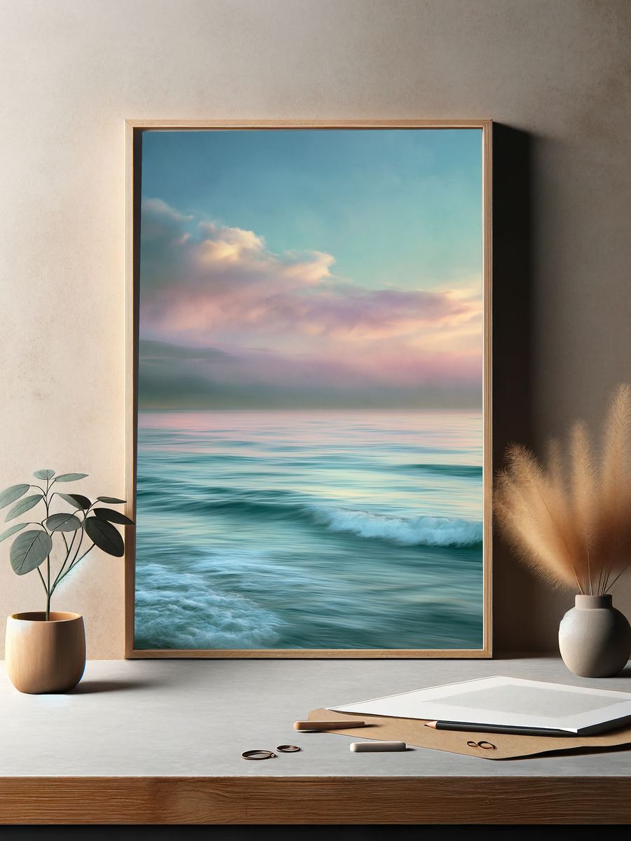 Pastel Ocean Sunrise Photography Poster. — room view 2