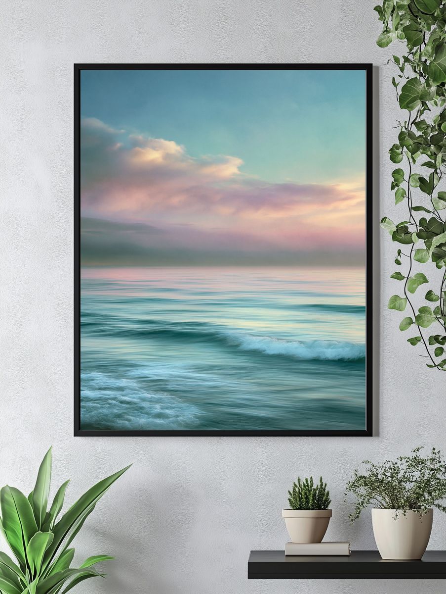 Pastel Ocean Sunrise Photography Poster. — room view 4