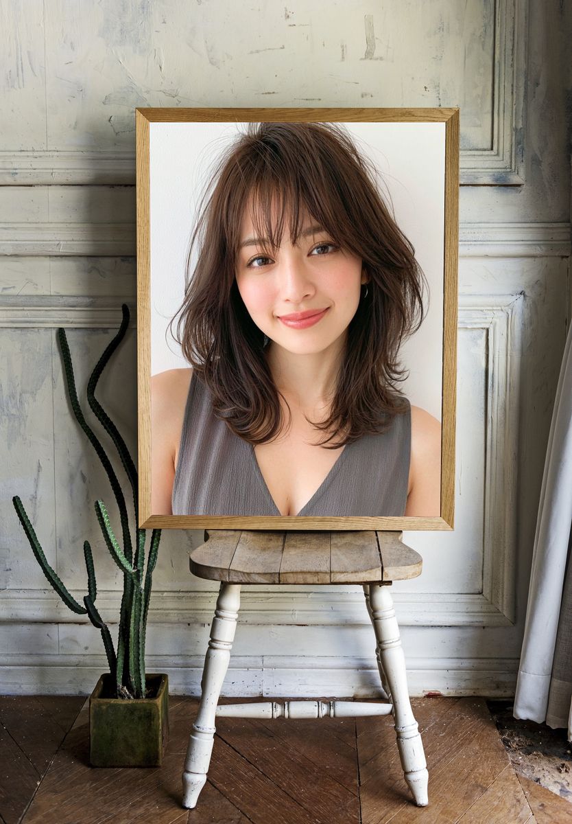 Smiling Woman Portrait Print. room preview
