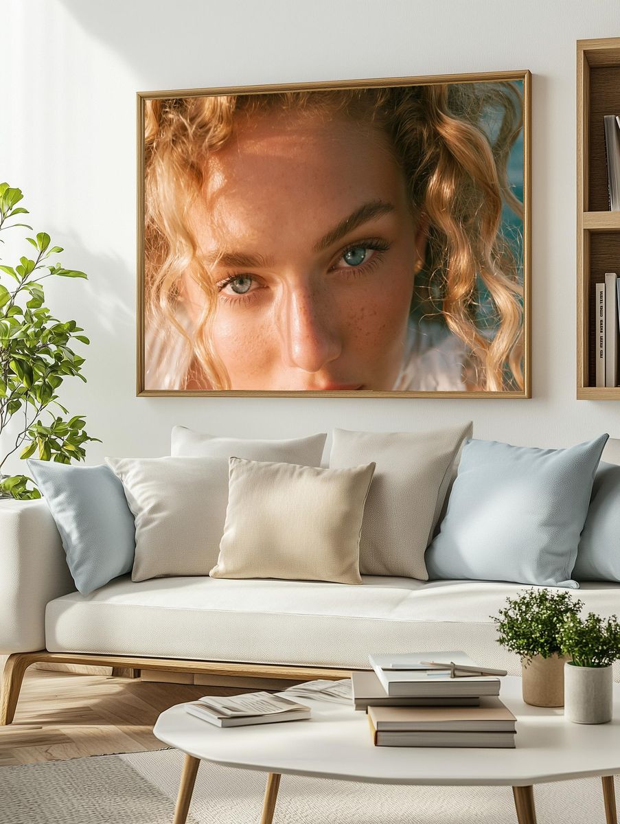 Sunlit Portrait Close-Up Poster. — room view 2