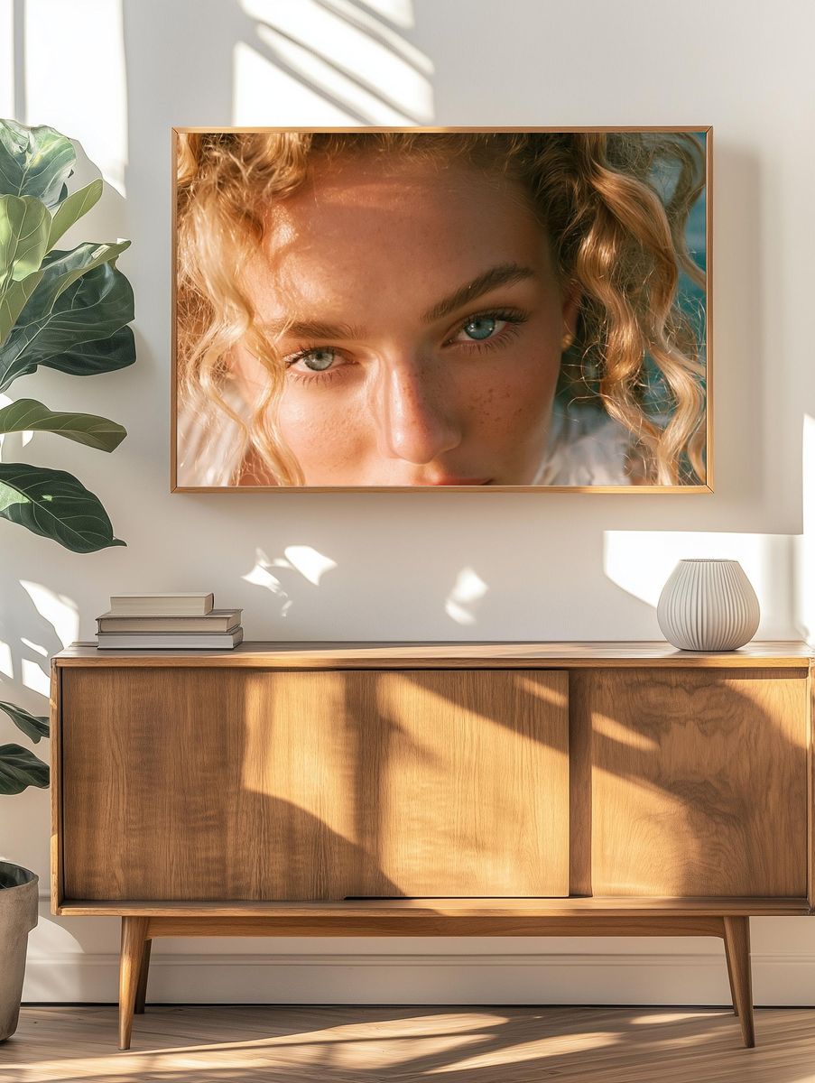 Sunlit Portrait Close-Up Poster. — room view 3