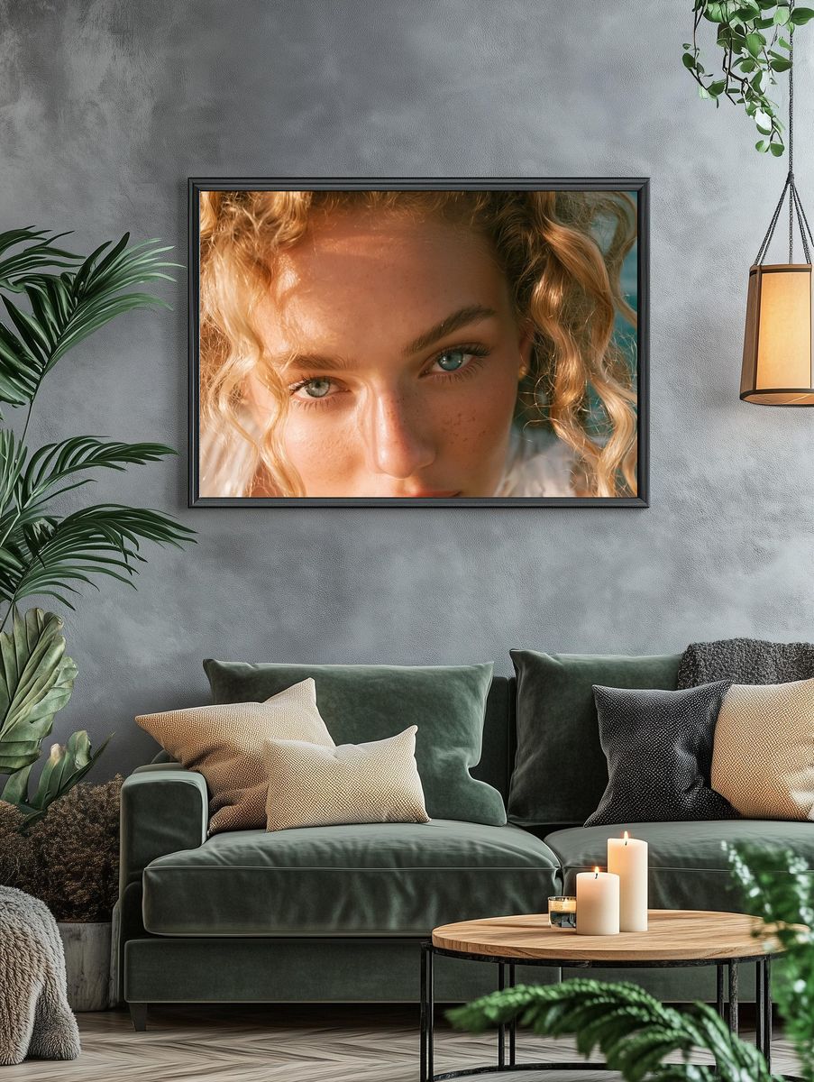 Sunlit Portrait Close-Up Poster. — room view 4