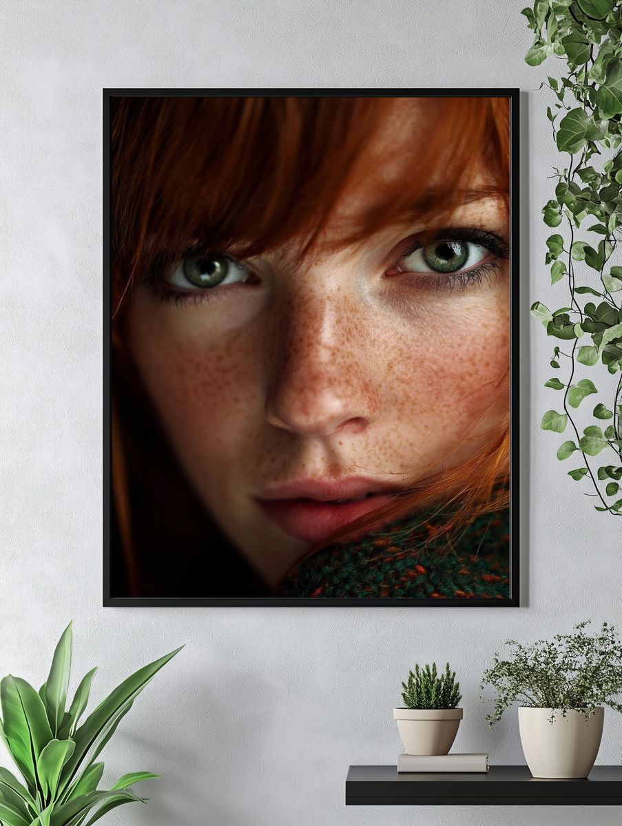 Freckled Redhead Portrait Print. — room view 4